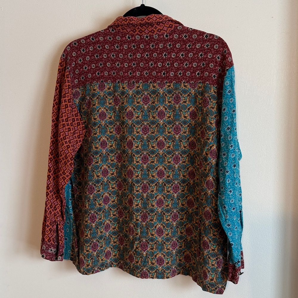 Vintage Gitano Patchwork Patterned Button Down Sh… - image 3